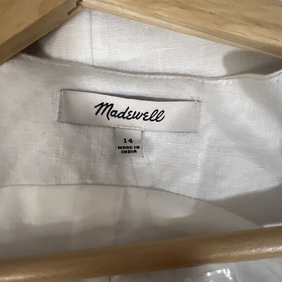Madewell Womens Linen Vest Size 14 White Button Front Cut Away Tailored Lined - Picture 7 of 10